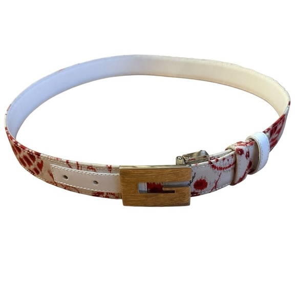 Vintage Gucci Red and White Cherry/Floral Pattern Rare Belt 35 inches main image 4